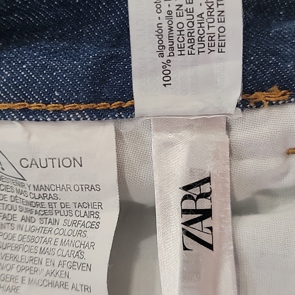 Zara Dark Blue Denim Wide Leg Jeans  NWOT - Picture 8 of 10
